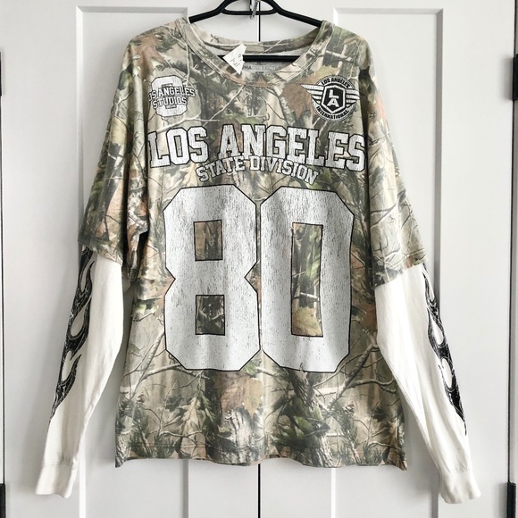 Camo, Mens, Pullover, Long Sleeve, Shirt, Los Angeles, State Division, Lrg, NEW - Picture 1 of 12